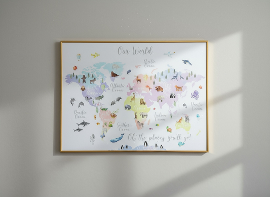 Explorer Map Framed Wall Print